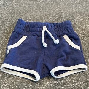 Navy Blue Kids Retro Shorts with White Trim